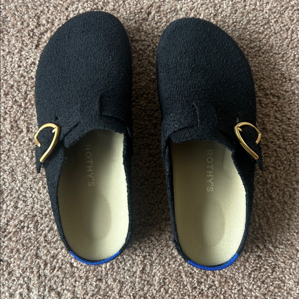 Rothy's The Buckle Clog - Soft Black Bouclé Size 9